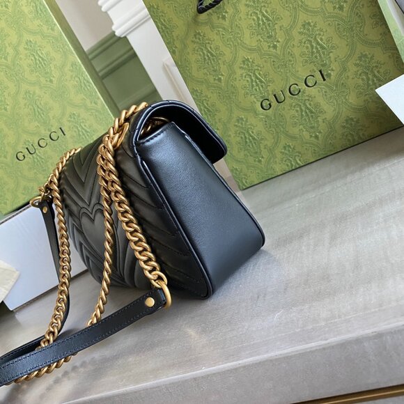 ✨Gucci Black Leather GG Marmont Bag with Gold Chain - Picture 7 of 9